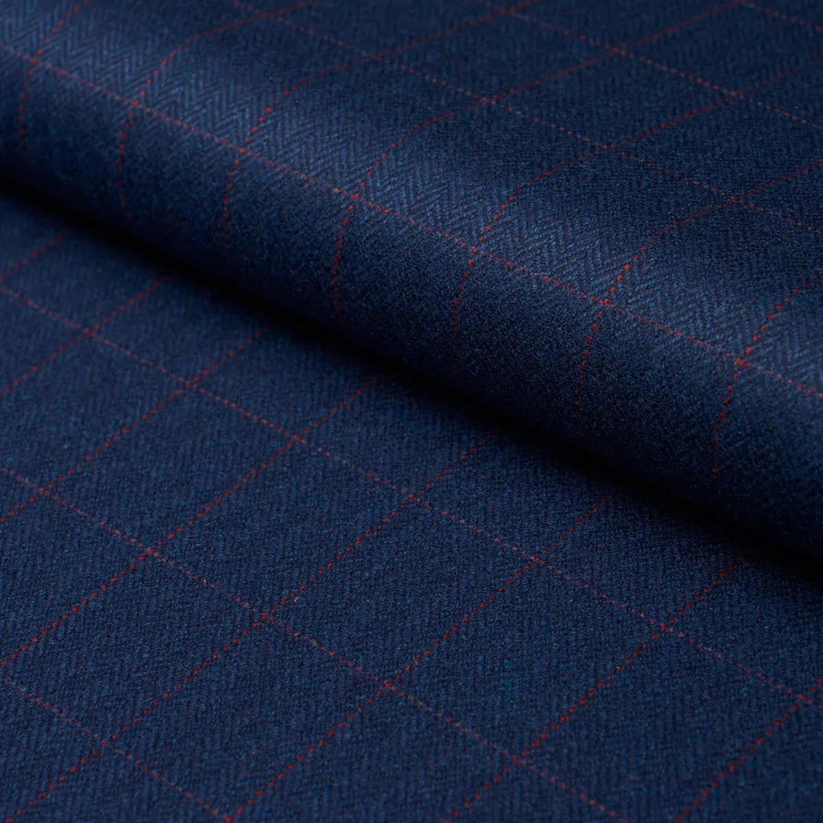 THOMPSON MERINO WINDOWPANE fabric NAVY color by Schumacher