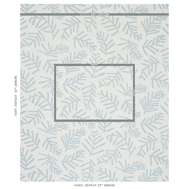 TIAH COVE fabric BLUE LEAF color by Schumacher