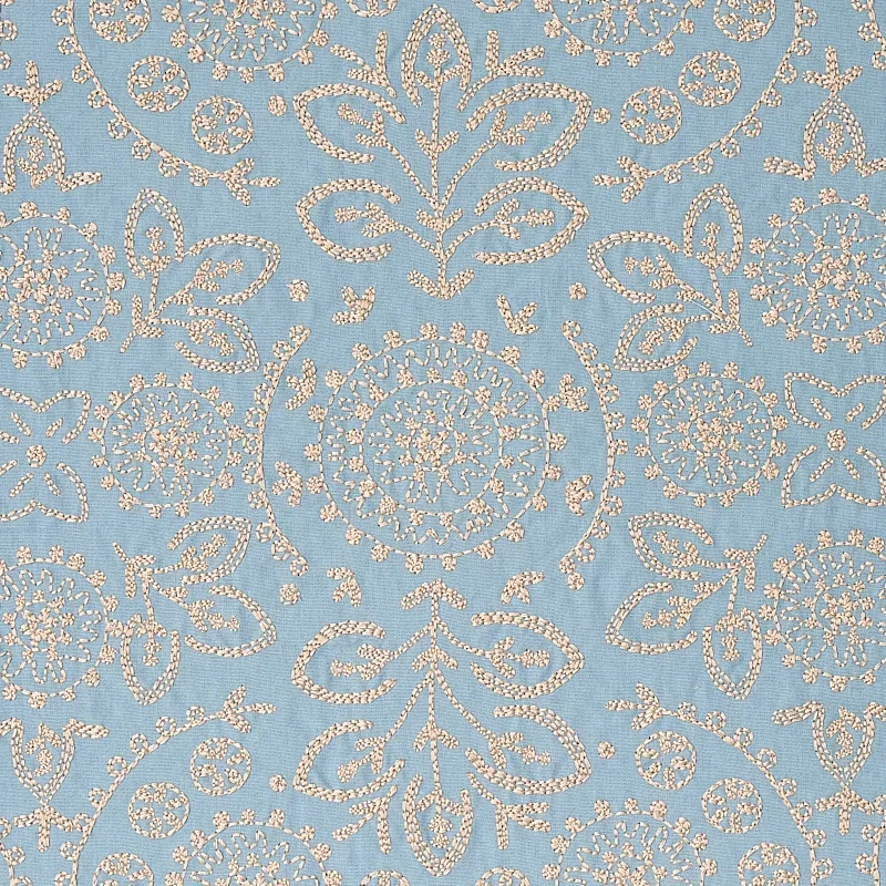 Tiana Embroidery fabric CHAMBRAY color by Schumacher