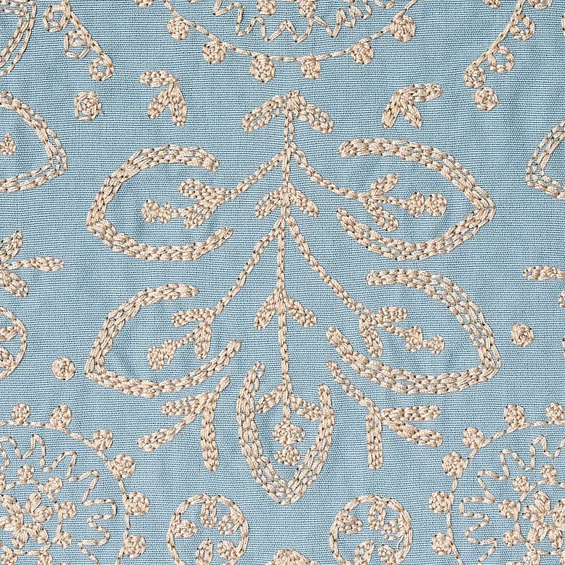 Tiana Embroidery fabric CHAMBRAY color by Schumacher