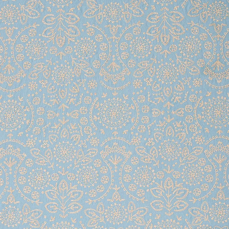 Tiana Embroidery fabric CHAMBRAY color by Schumacher