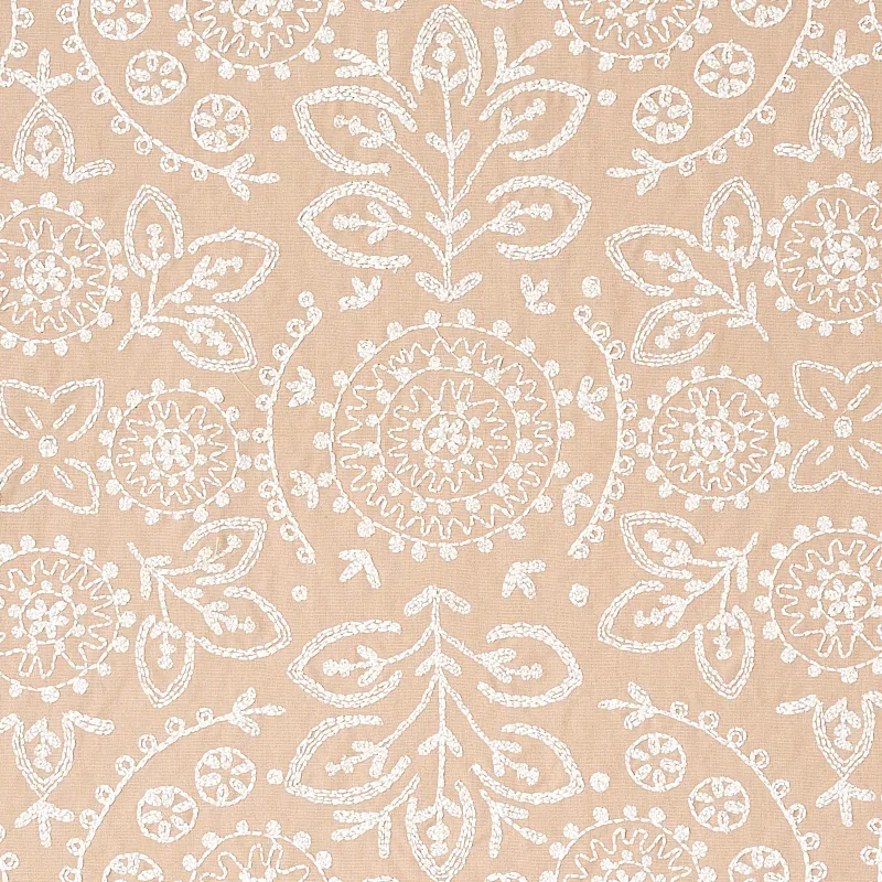 Tiana Embroidery Fabric – NATURAL | Schumacher | Wallpaper T Tiana Embroidery fabric NATURAL color by Schumacher