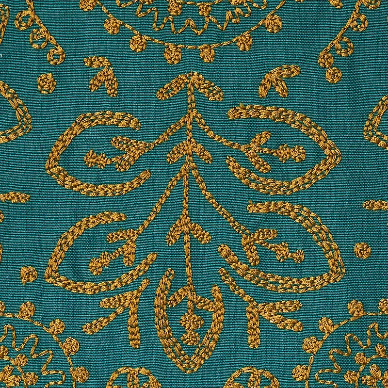 Tiana Embroidery fabric PEACOCK color by Schumacher