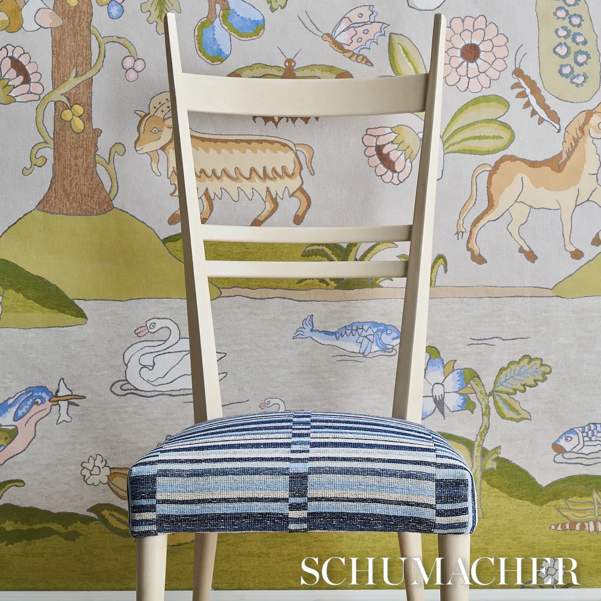 TIERRA STRIPE Fabric – BLUE | Schumacher | Wallpaper Twins TIERRA STRIPE fabric BLUE color by Schumacher