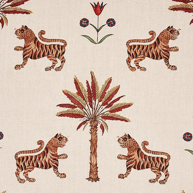 TIGER PALM fabric CRIMSON color by Schumacher