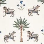 TIGER PALM fabric DELFT color by Schumacher