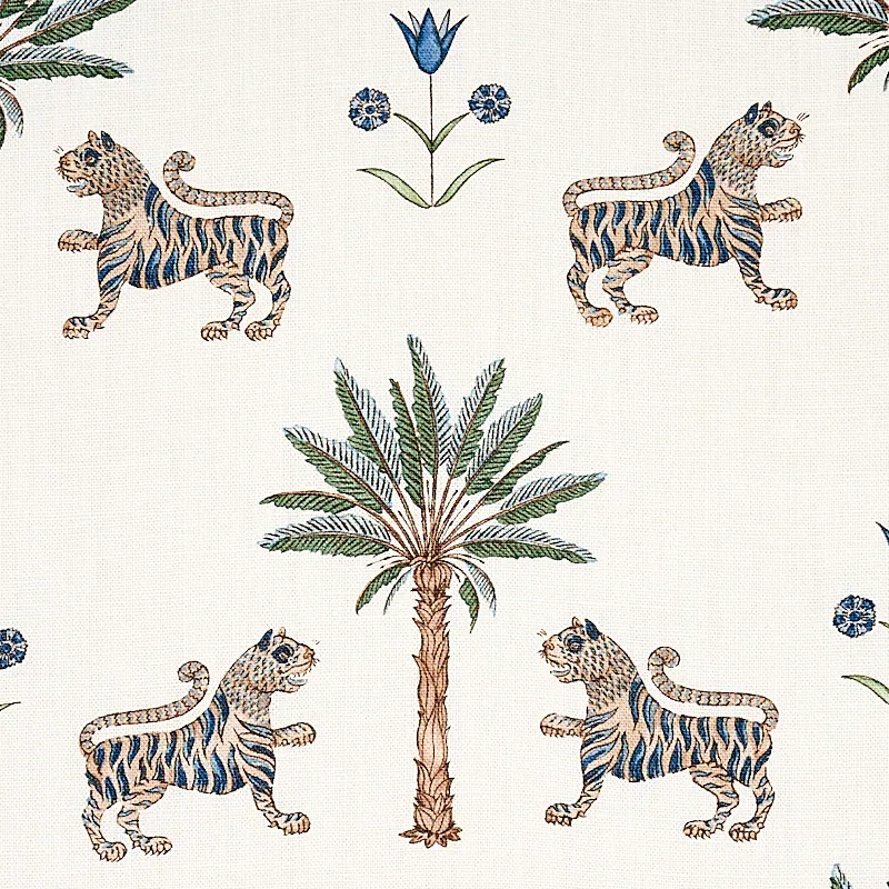 TIGER PALM fabric DELFT color by Schumacher
