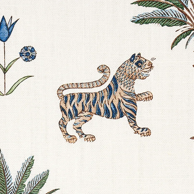 TIGER PALM fabric DELFT color by Schumacher