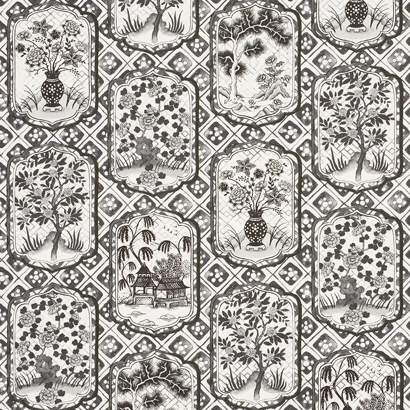 TING TING fabric BLACK color by Schumacher