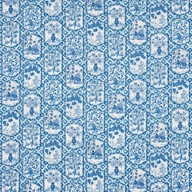 TING TING Fabric – BLUE | Schumacher | Wallpaper Twins TING TING fabric BLUE color by Schumacher