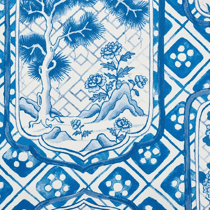 TING TING Fabric – BLUE | Schumacher | Wallpaper Twins TING TING fabric BLUE color by Schumacher