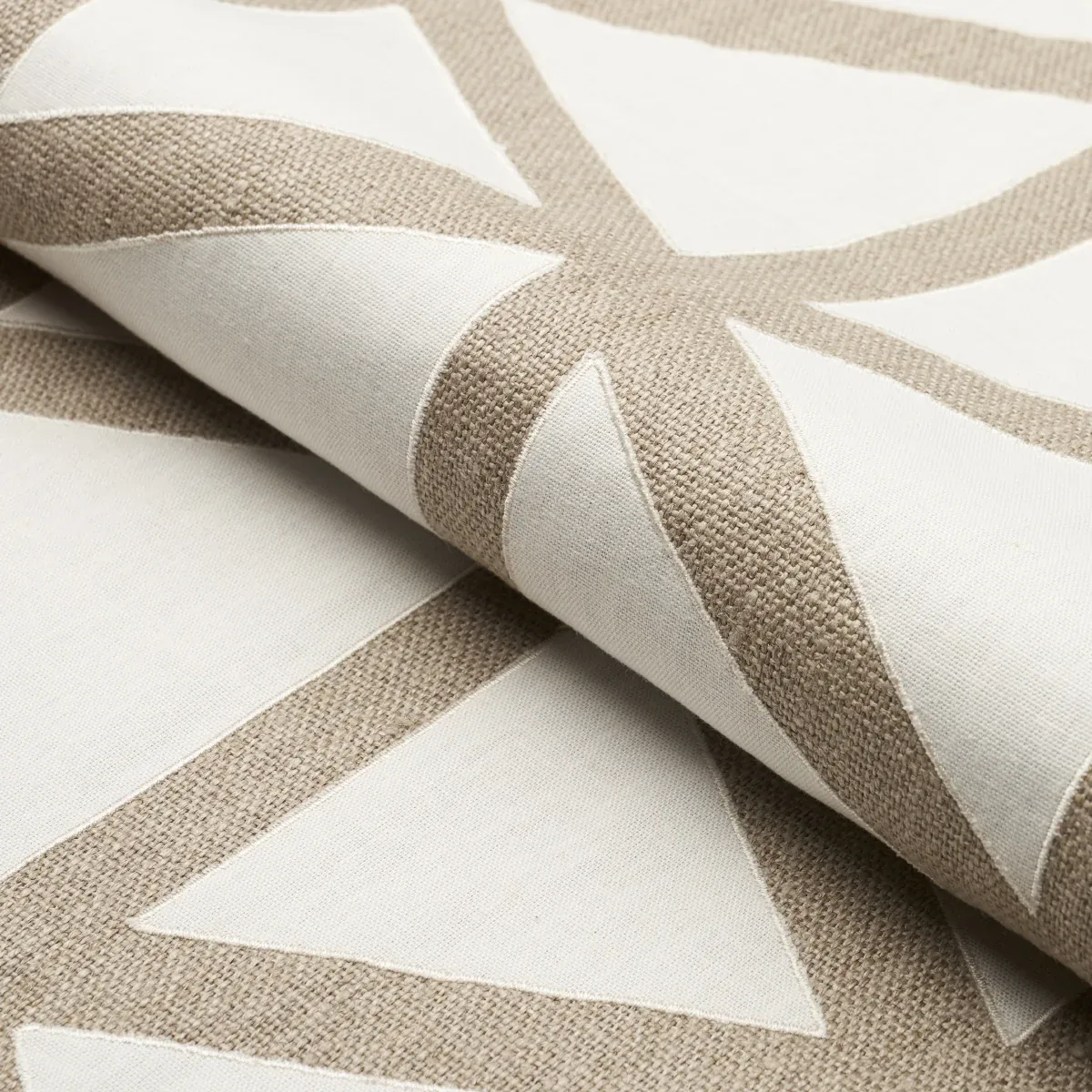 TIPTON APPLIQUÉ fabric FLAX color by Schumacher