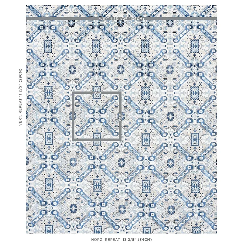 TIRAZ VELVET Fabric – INDIGO | Schumacher | Wallpaper Twins TIRAZ VELVET fabric INDIGO color by Schumacher