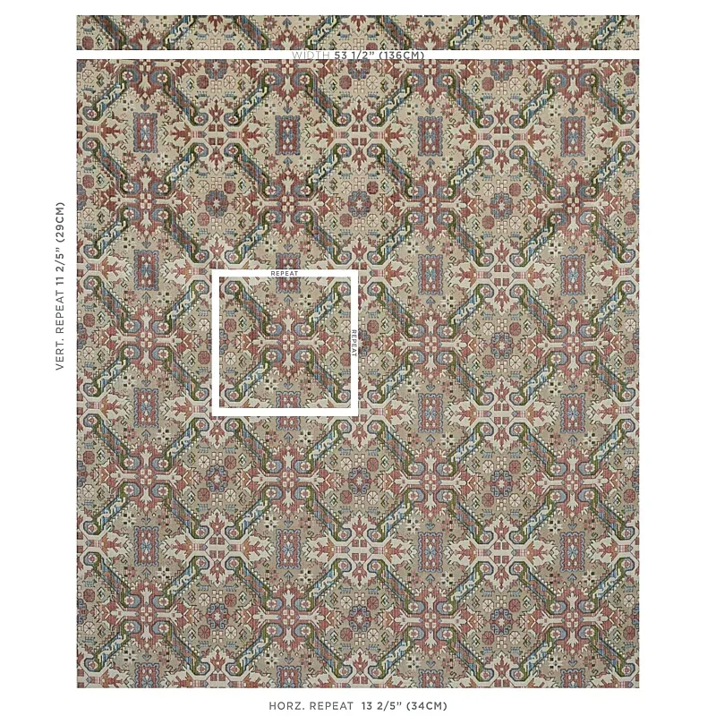 TIRAZ VELVET Fabric – MULTI | Schumacher | Wallpaper Twins TIRAZ VELVET fabric MULTI color by Schumacher