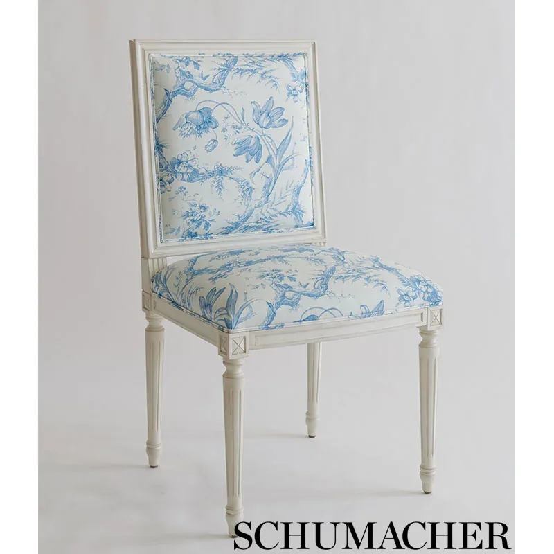 TOILE DE FLEURS Fabric – DELFT | Schumacher | Wallpaper Twin TOILE DE FLEURS fabric DELFT color by Schumacher
