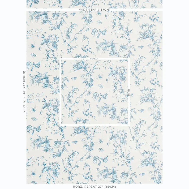 TOILE DE LA PRAIRIE fabric BLUE color by Schumacher