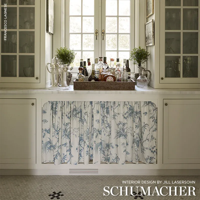 TOILE DE LA PRAIRIE fabric BLUE color by Schumacher