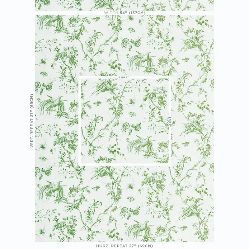 TOILE DE LA PRAIRIE fabric GREEN color by Schumacher