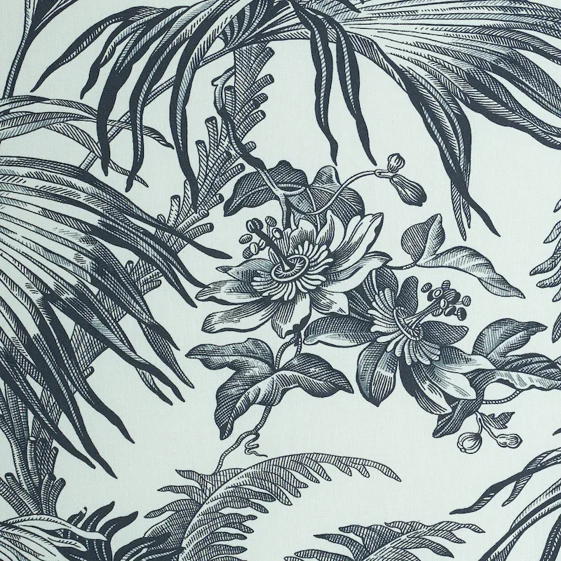 TOILE TROPIQUE Fabric – BLACK | Schumacher | Wallpaper Twins TOILE TROPIQUE fabric BLACK color by Schumacher