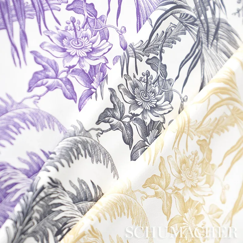 TOILE TROPIQUE Fabric – BLACK | Schumacher | Wallpaper Twins TOILE TROPIQUE fabric BLACK color by Schumacher