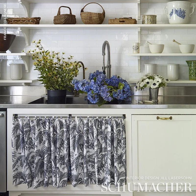 TOILE TROPIQUE Fabric – BLACK | Schumacher | Wallpaper Twins TOILE TROPIQUE fabric BLACK color by Schumacher