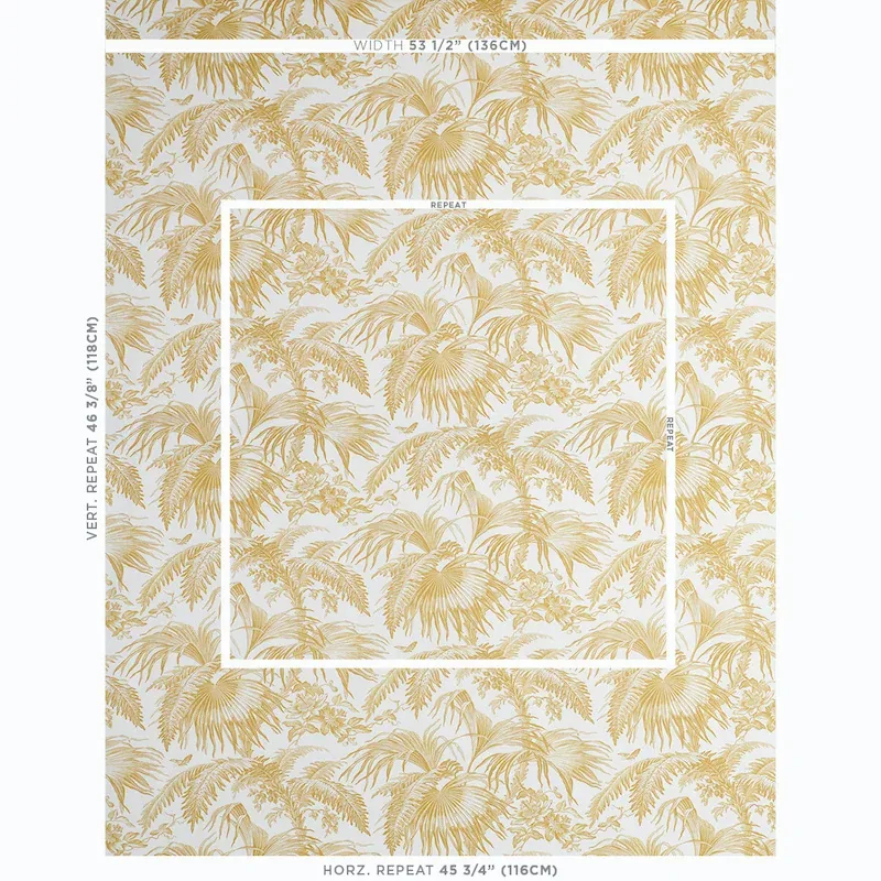 TOILE TROPIQUE Fabric – GOLD | Schumacher | Wallpaper Twins TOILE TROPIQUE fabric GOLD color by Schumacher