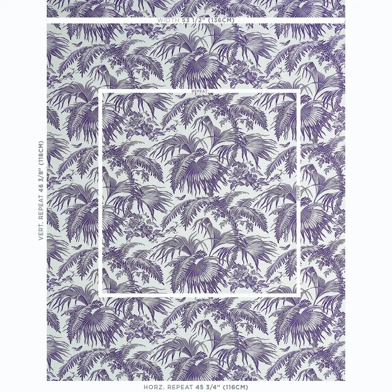 TOILE TROPIQUE fabric PURPLE color by Schumacher