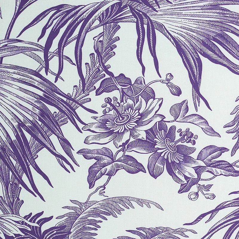TOILE TROPIQUE fabric PURPLE color by Schumacher