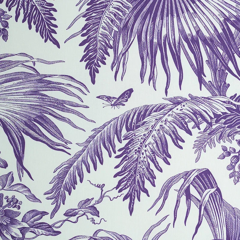 TOILE TROPIQUE fabric PURPLE color by Schumacher