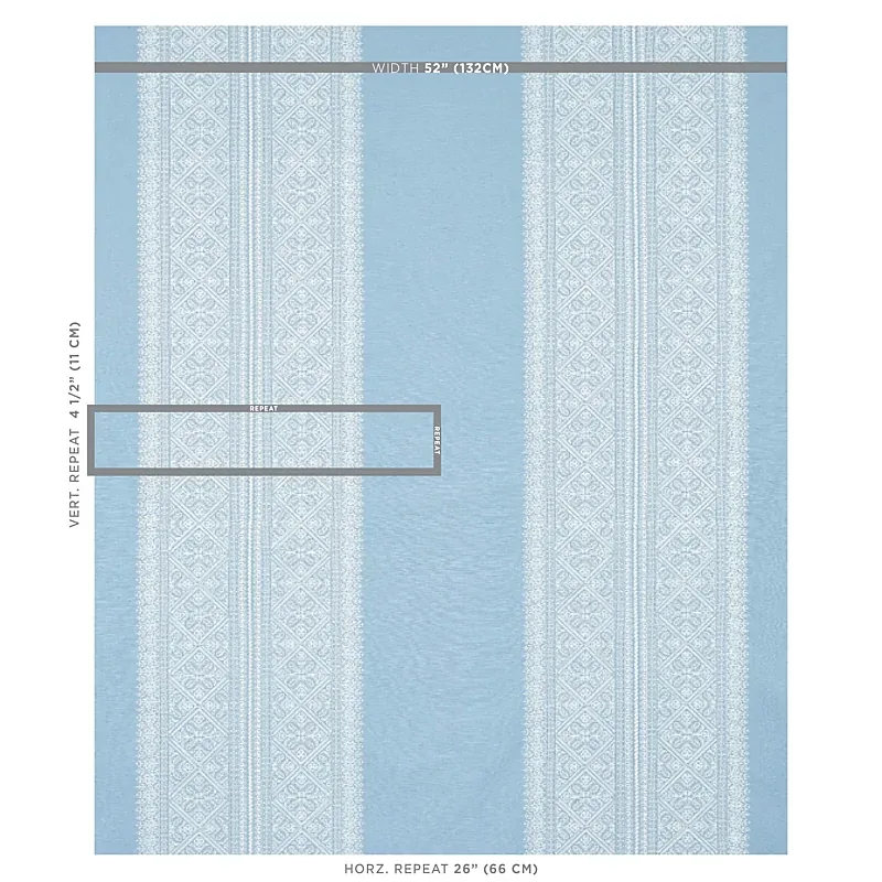 TOLEDO EMBROIDERY Fabric – CHAMBRAY | Schumacher | Wallpaper TOLEDO EMBROIDERY fabric CHAMBRAY color by Schumacher