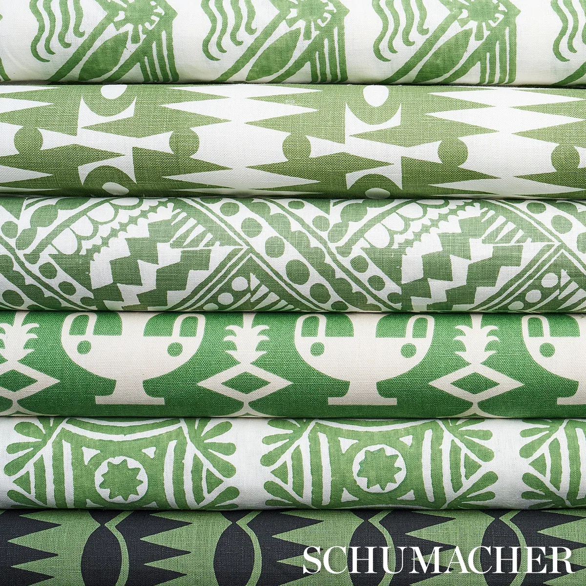 TOPSY TURVY fabric GREEN color by Schumacher