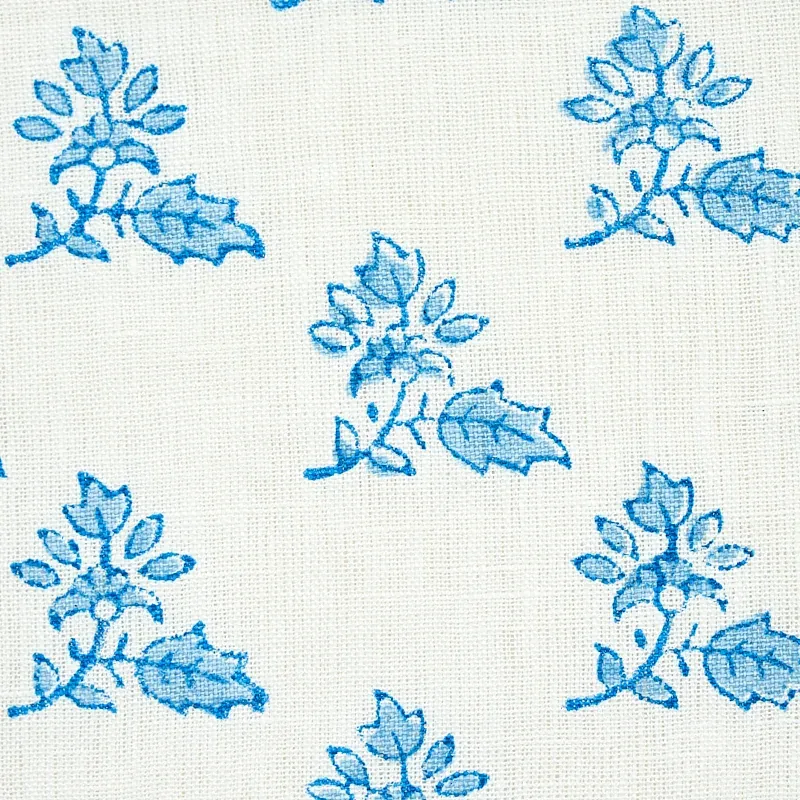 TORBAY HAND BLOCKED PRINT Fabric – BLUE | Schumacher | Wallp TORBAY HAND BLOCKED PRINT fabric BLUE color by Schumacher