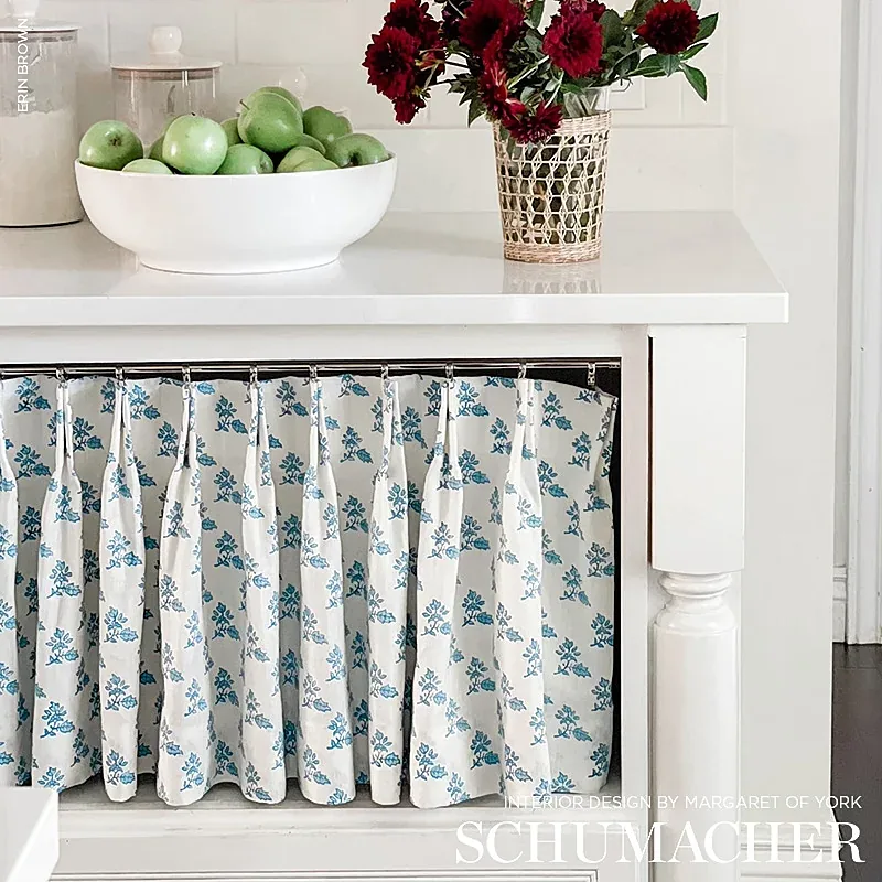 TORBAY HAND BLOCKED PRINT Fabric – BLUE | Schumacher | Wallp TORBAY HAND BLOCKED PRINT fabric BLUE color by Schumacher
