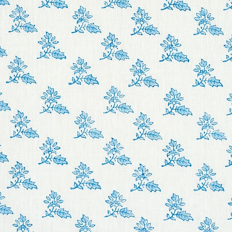 TORBAY HAND BLOCKED PRINT fabric BLUE color by Schumacher
