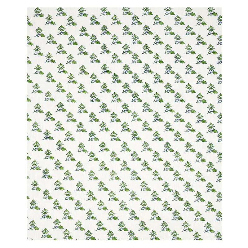TORBAY HAND BLOCKED PRINT fabric GREEN color by Schumacher