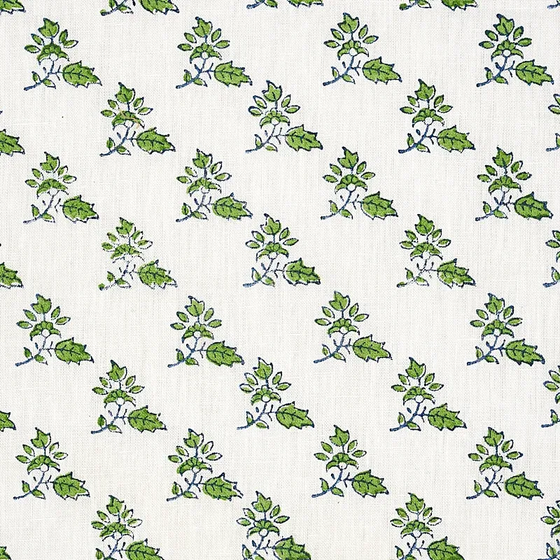 TORBAY HAND BLOCKED PRINT fabric GREEN color by Schumacher