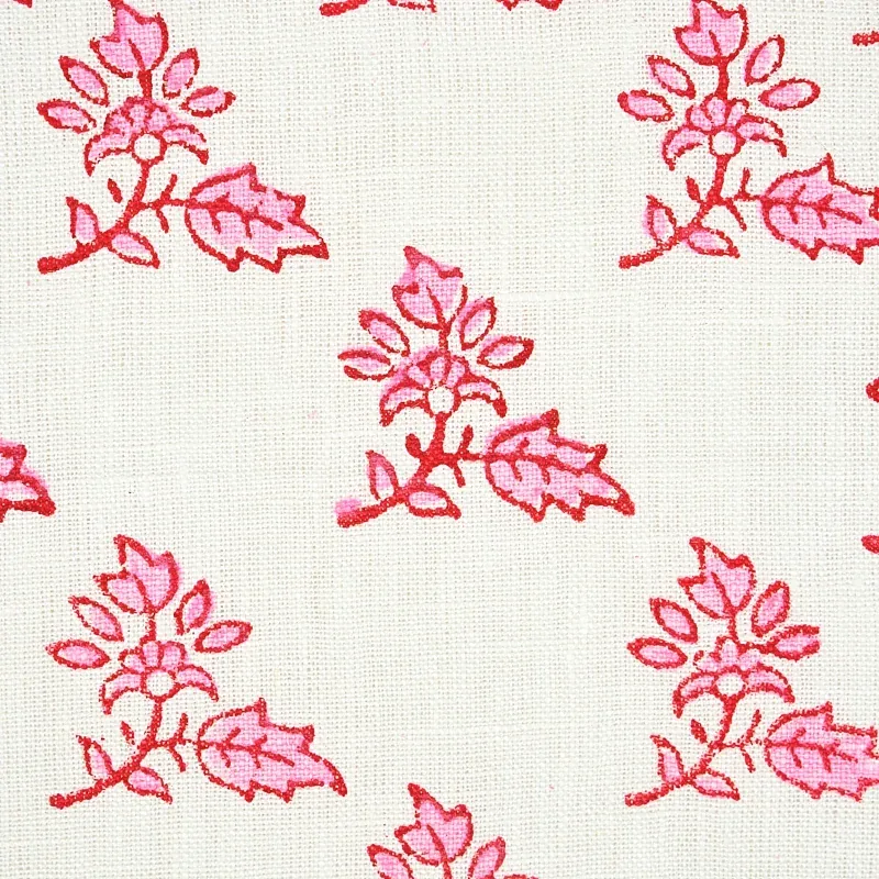 TORBAY HAND BLOCKED PRINT fabric PINK color by Schumacher