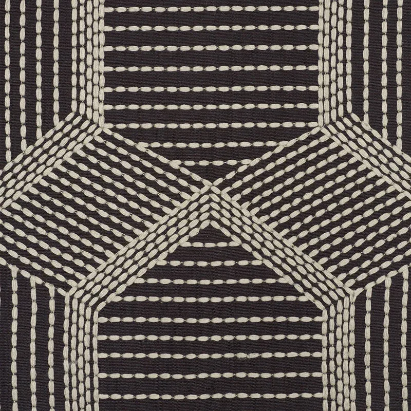 TORTUGA EMBROIDERY fabric BLACK color by Schumacher