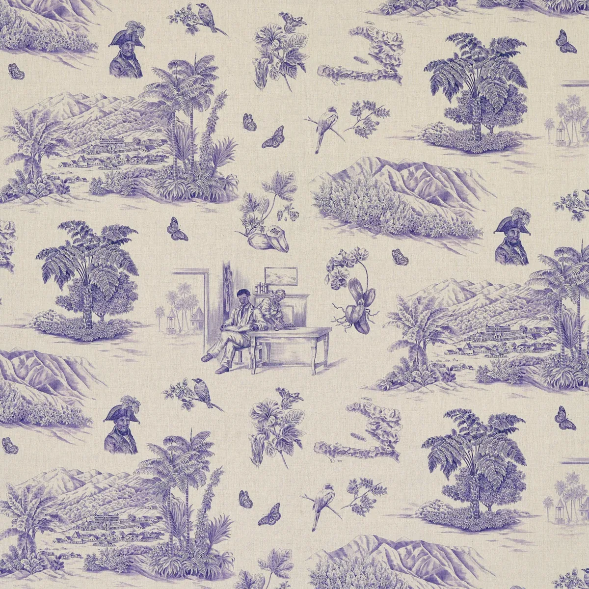 TOUSSAINT TOILE fabric PURPLE color by Schumacher