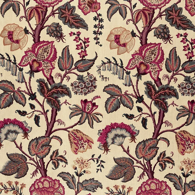 TREE OF LIFE fabric SPICE ON LINEN color by Schumacher