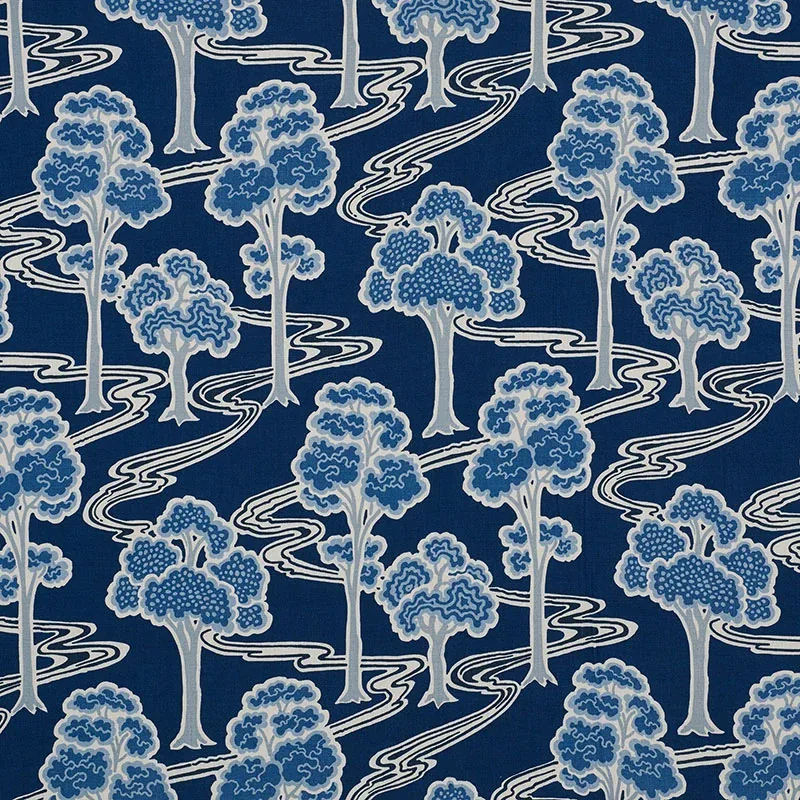 TREE RIVER fabric BLUE color by Schumacher