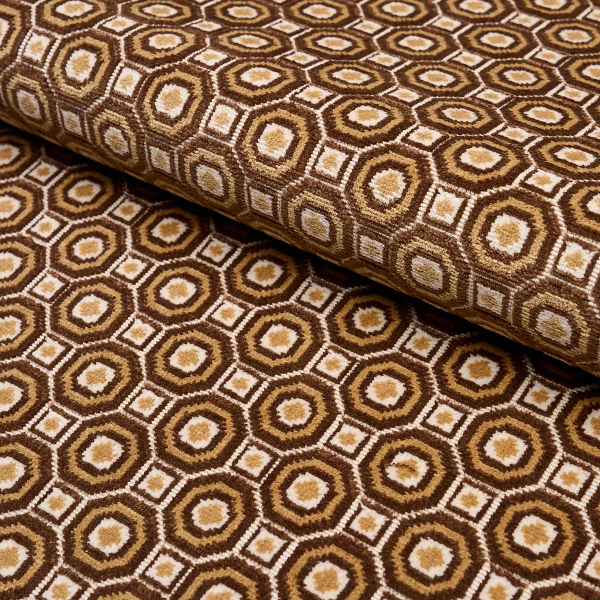 TRIANON CUT VELVET fabric BISQUE color by Schumacher