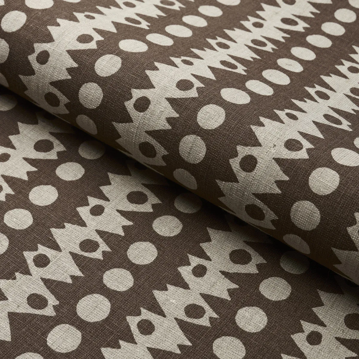 TRICKLEDOWN fabric BROWN ON NATURAL color by Schumacher