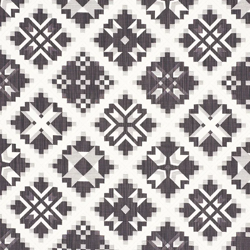 TRISTAN PATCHWORK fabric CHARCOAL color by Schumacher