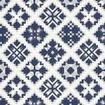TRISTAN PATCHWORK fabric INDIGO color by Schumacher