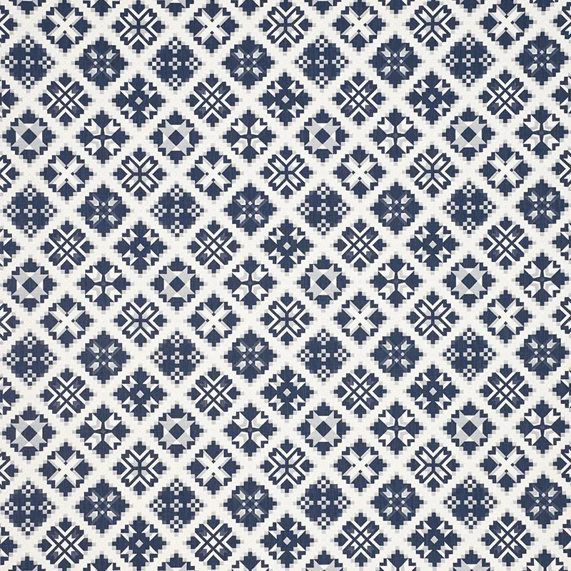 TRISTAN PATCHWORK fabric INDIGO color by Schumacher