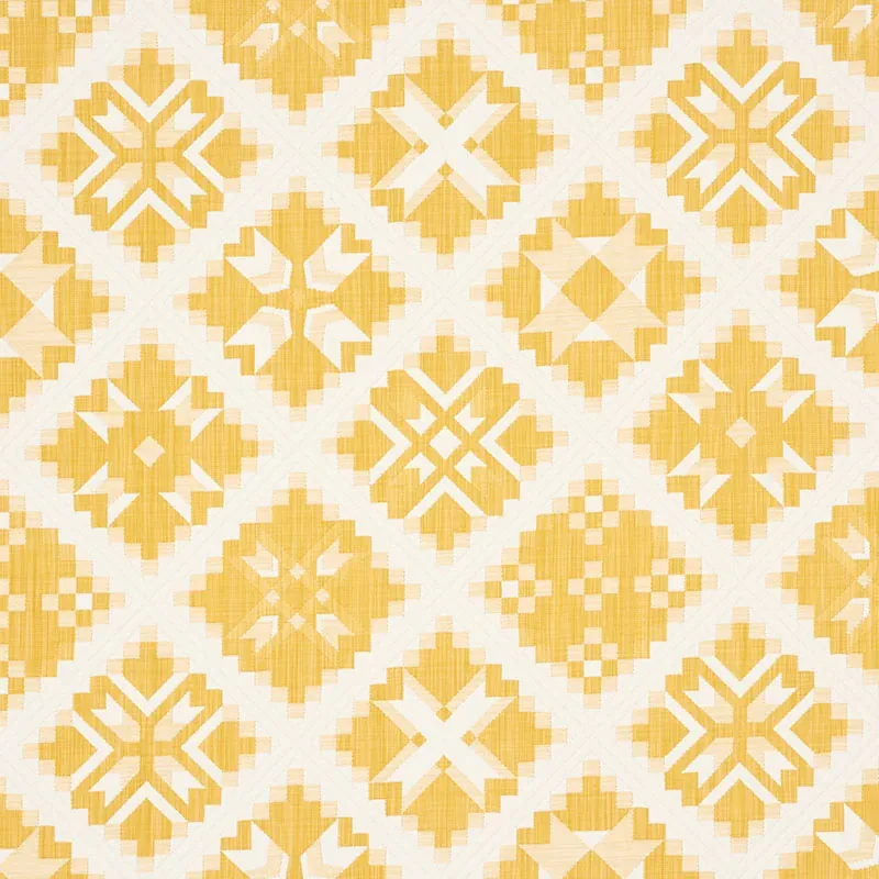 TRISTAN PATCHWORK fabric YELLOW color by Schumacher