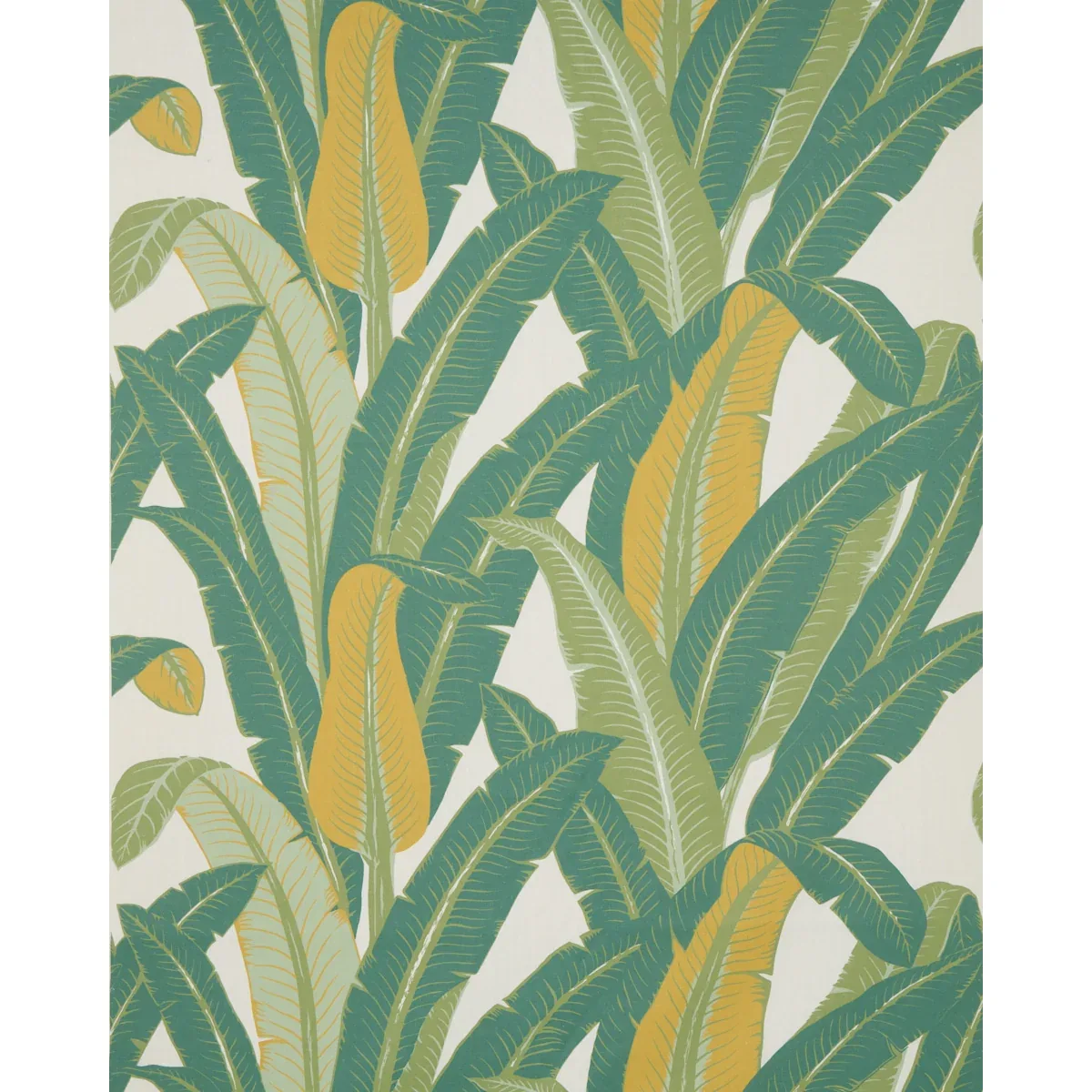 TROPICAL ISLE Fabric – GREEN ON IVORY | Schumacher | Wallpap TROPICAL ISLE fabric GREEN ON IVORY color by Schumacher