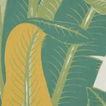 TROPICAL ISLE Fabric – GREEN ON IVORY | Schumacher | Wallpap TROPICAL ISLE fabric GREEN ON IVORY color by Schumacher