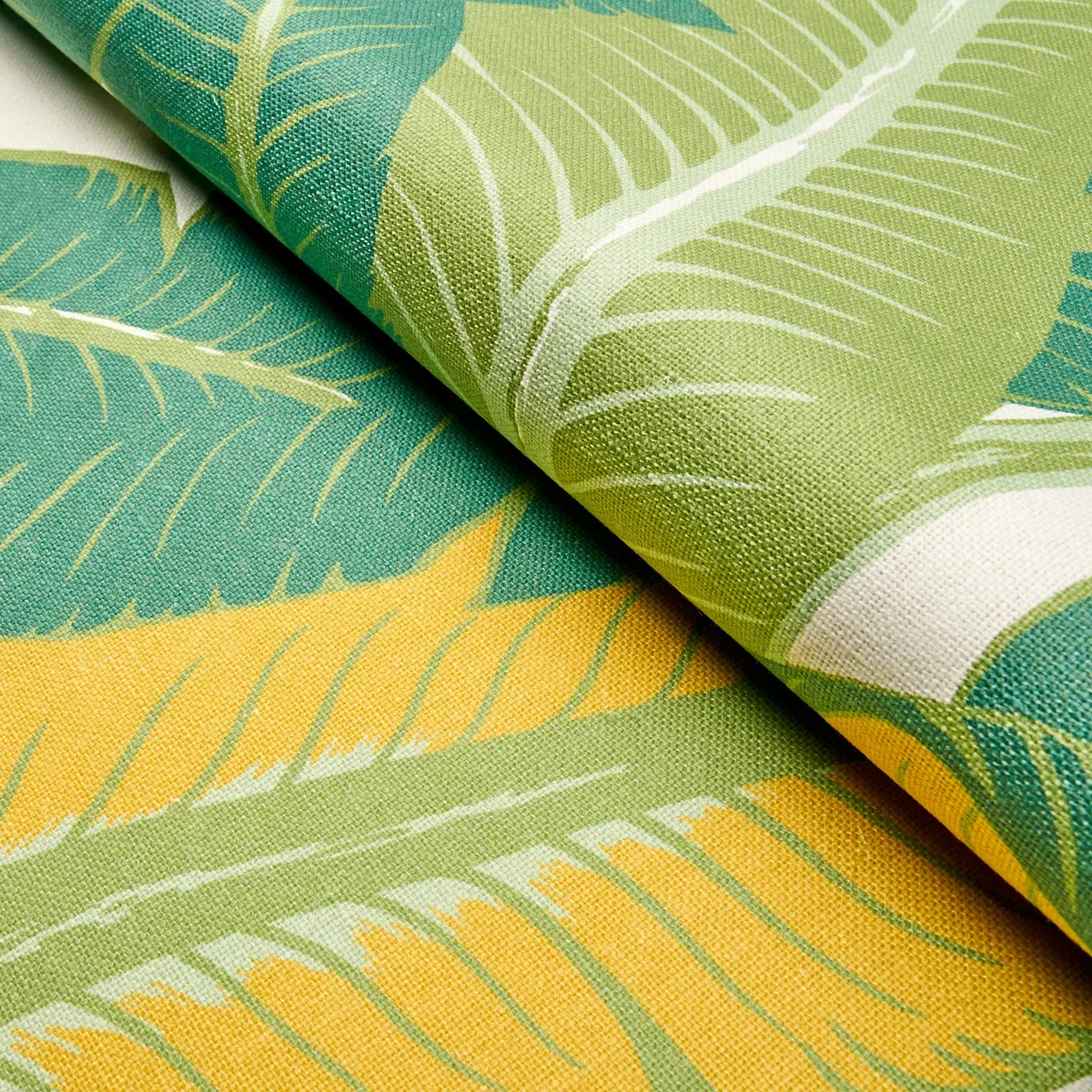 TROPICAL ISLE Fabric – GREEN ON IVORY | Schumacher | Wallpap TROPICAL ISLE fabric GREEN ON IVORY color by Schumacher